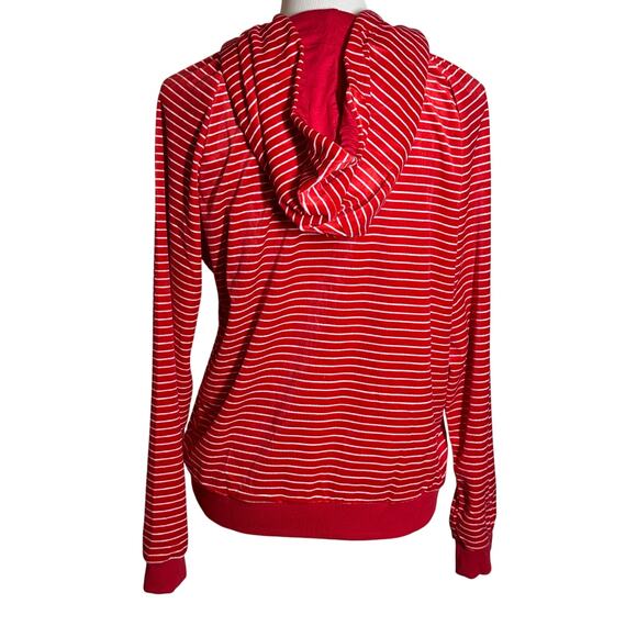 Vera Bradley Red/White Striped Velour Hoodie Sz S NWT - Picture 2 of 7